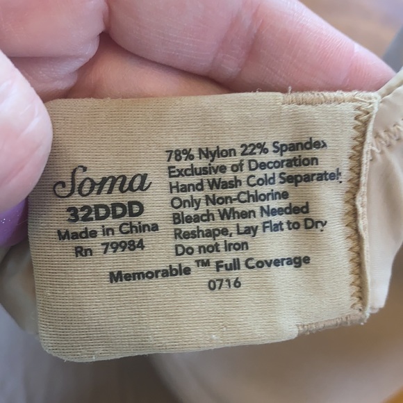 Soma Nude Bra 32DDD EUC - Picture 3 of 3